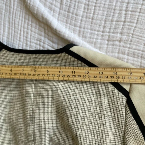 Ann Taylor Ivory and Black Trim Open-Front Blazer - Picture 9 of 11